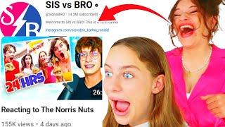 REACTING TO SIS VS BRO REACTING TO OUR VIDEO w/The Norris Nuts