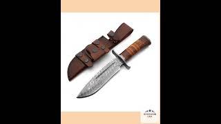 Rambo Bowie Knife with Exotic Rosewood & Stacked Leather Handle