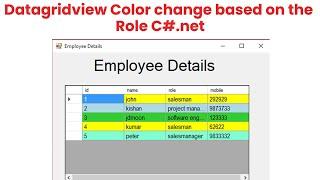 Datagridview Color change based on the role C#.net