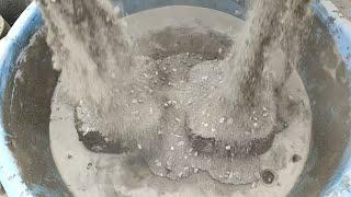 ASMR: very dusty soft creamy white concrete sand big blocks crumble dry+water+dipping/ drooling