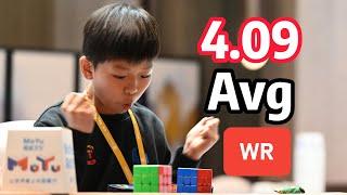 Epic 4.09 Rubik's Cube WORLD RECORD Average Yiheng Wang | 15.72 TPS WR2/WB2