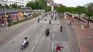 Harley Parade in Hamburg  live  4K May 2023 real sound no cut