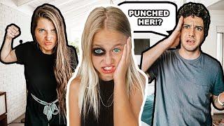 i gave my SiSTER a BLACK EYE!! PRANK on Husband! *He was so mad!*