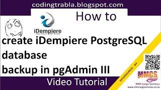 iDempiere  ERP: create database backup in pgAdmin III byAO