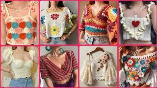 Beautiful crochet crop tops//summer top//easy crochet crop top pattern ideas for ladies 2024