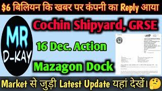 mazagon dock share latest news  cochin shipyard share  garden reach shipbuilders share, hal share