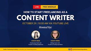 SFA Webinar #6: How to Start Freelancing as a Content Writer and Make Up to 100K Monthly