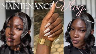 Maintenance vlog: I just woke up and chose to be talented. Hair, lashes, brows and nails at home