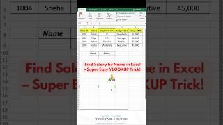 How to Fetch Salary by Name Using VLOOKUP in Excel – Easy Guide  #excel #vlookup