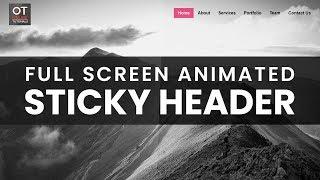 Full Screen Animated Sticky Header | Sticky Navigation Bar After Scroll with Html CSS and jQuery