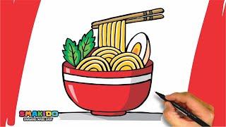 How To Draw a Bowl of Noodle | Easy Noodle Drawing For Kids Step by Step Tutorial