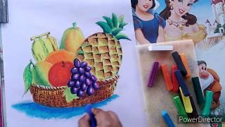 #oil pastel #diy with indrani  Fruit basket drawing, still life drawing, easy drawing