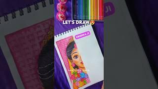 Radheswarkrishna drawingPART 2|| Radha Krishna half face drawing ||  #shorts