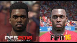 PES 2016 vs FIFA 16 Liverpool Player Faces Comparison