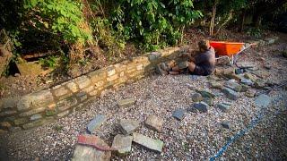 GOOD start on the RUBBLE stone retaining wall!