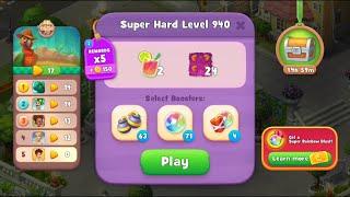 Gardenscapes Level 940 Walkthrough "No Boosters Used"