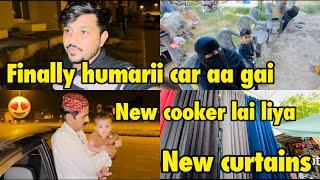 Finally humrii car aa gai . New cooker and curtains lai liya .. babar akbar vlog