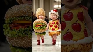 Cutest Baby Fashion Show Featuring Food-Themed Outfits  #KidsFashion #RunwayShow #AI #YouTubeShorts