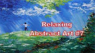 Artists Art Studio - Abstract Art Demonstration #7 with Palette Knife and Acrylic Paints on Canvas