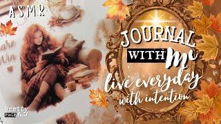 ASMR Aesthetic Journaling Fall Collage Scrapbooking | Journal With Me Relaxing and Calming