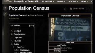 Population Census Task- Escape from Tarkov - Streets of Tarkov