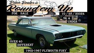 WOW FOR SALE OVER 40 DIFFERENT 1962-1967 PLYMOUTH FURY ALL LISTED 5K & UNDER