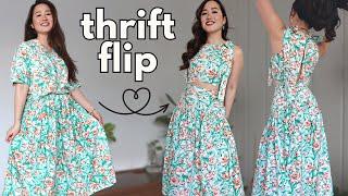 THRIFT FLIP  Agua Bendita Two Piece Set Dupe For Under $5 | Spring Crop Top & Maxi Skirt | DIY