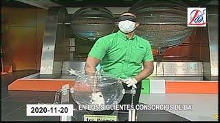 Sorteo de la tarde 20 de Noviembre del 2020 (Lotería Nacional Dominicana, Gana Más, Nacional Tarde)