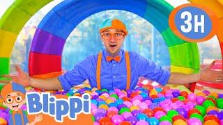 Blippi Learn Colors In a  RAINBOW BALL PIT! | Blippi and Meekah Best Friend Adventures