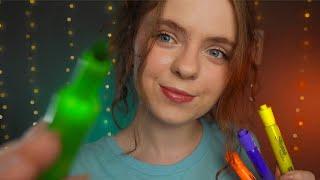 ASMR Drawing AND Tapping ON Your Face! Dot, dot, line ️ Layered sounds