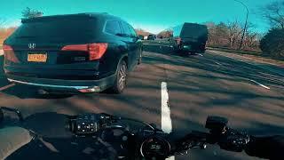 harley davidson sportster S cruising through traffic