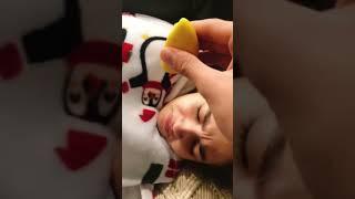 Lemon prank on my sister while she is sleeping  #shorts #funny