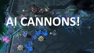 AI CANNONS! - SharkBot vs MicroMachine - Starcraft AI