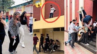 Again in D.A.V college || wow girls reaction || flips in college ||@amanbhandarivlogs