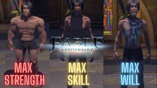 Fable Anniversary -  Max Strength, Max Skill, and Max Will Hero comparison