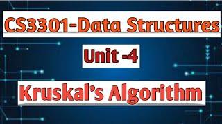 Kruskal's Algorithm in data structures tamil||CS3301||Anna university reg-2021.#cse