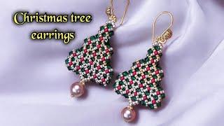 Christmas tree earrings/ How to make crystal Christmas tree/how to make crystal earrings