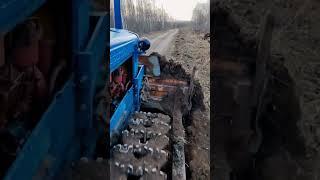 Гусеничный трактор ДТ-75 ровняет дорогу раздвигой. #tractor #shorts #дт75