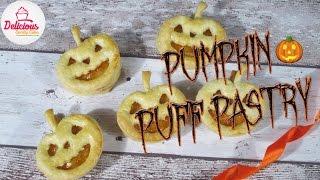 Pumpkin Puff Pastries - Halloween Treat  - DeliciousSparklyCakes