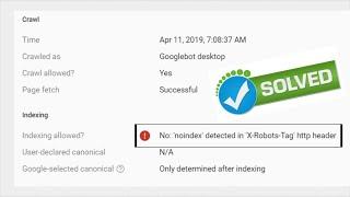 No: 'noindex' detected in 'X-Robots-Tag' http header | Google Search Console error Solved