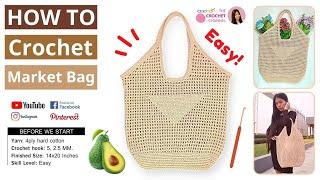 How To Crochet a Beautiful  Market Bag | Easy Prada Bag Crochet Tutorial Pattern