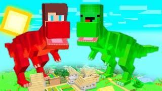 JJ AND MIKEY BECOME DINO AND ATTACK THE VILLAGE IN MINECRAFT ! Mikey and JJ T-REX EVOLUTION.