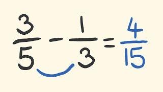 Subtract Fractions with Different Demoninators trick - mentally minus fractions instantly!