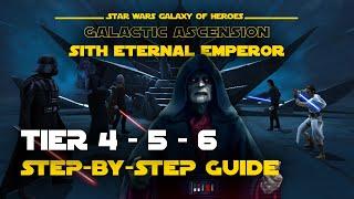 Tier 4, 5 & 6 guide for SEE Galactic Legend Ascension Event - GL Sith Eternal Emperor | SWGOH