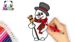 Як намалювати СНІГОВИЧКА. Простий малюнок сніговика. How to draw a snowman