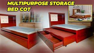 Sheesham Wood Single Bed Cot with Storage | Single Size Bed for Bedroom | Multipurpose Storage Bed