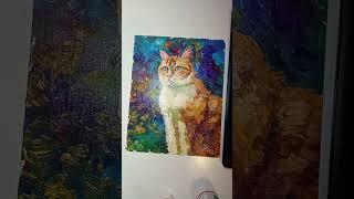 Packing a cat painting for shipping #art #paintings #paintingart