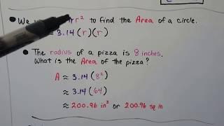 G.E.D. 23b, Circles (circumference, diameter, radius, area)
