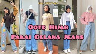 OOTD HIJAB PAKAI CELANA JEANS, OOTD HIJAB REMAJA CELANA JEANS + Link produk.