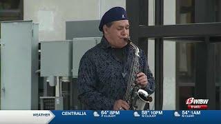 Orlando ‘OZ’ Zuniga performs during Live at Lunch at Evergy Plaza